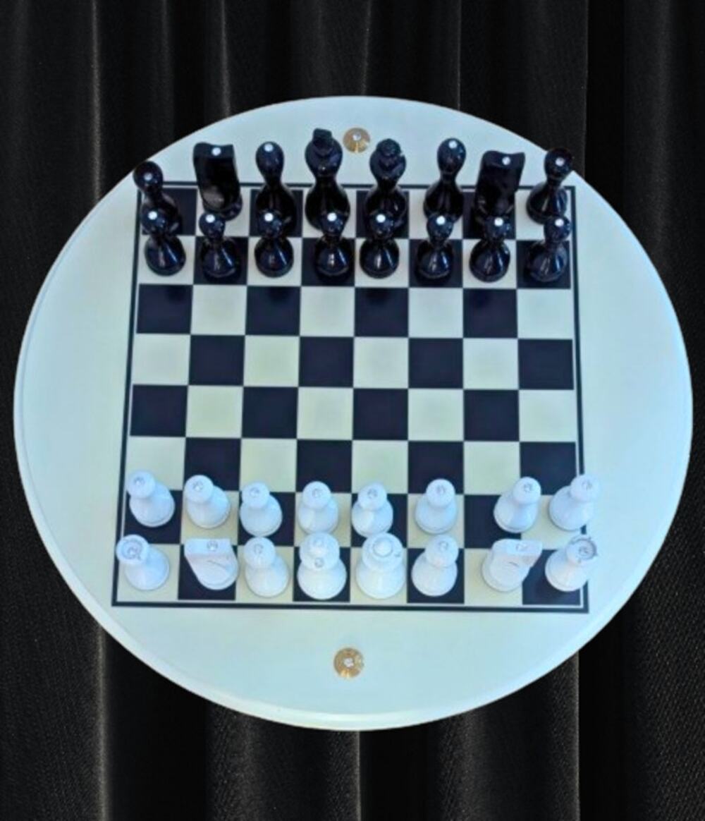 Luxury Signature Rotating Circular IFALFAMA Chess Set w/ Swarovski Crystals